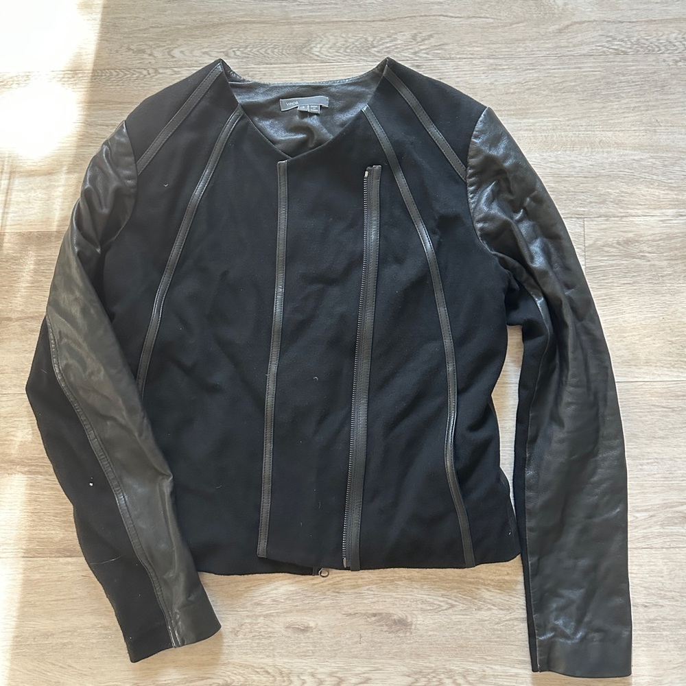 Vince Black Leather Accent Top